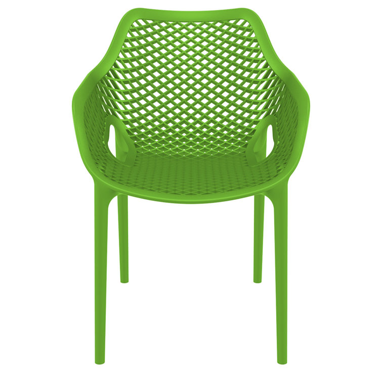 Tropical Green Plastic Stackable Outdoor Dining Chairs, Set of 2