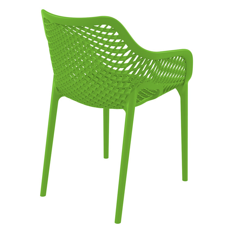 Tropical Green Plastic Stackable Outdoor Dining Chairs, Set of 2