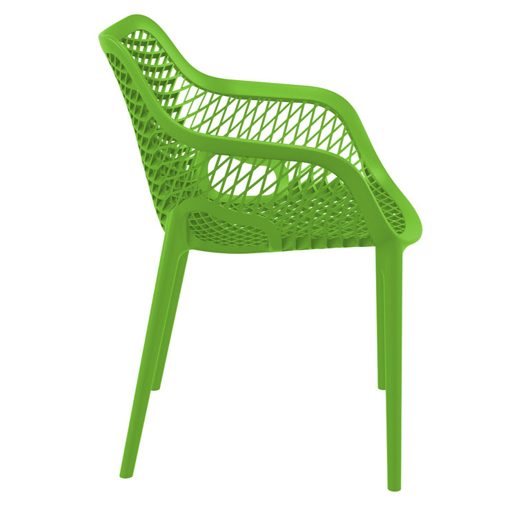 Tropical Green Plastic Stackable Outdoor Dining Chairs, Set of 2