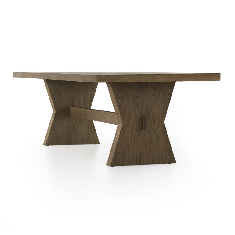 Drifted Oak Rectangular Dining Table with Bowtie Legs