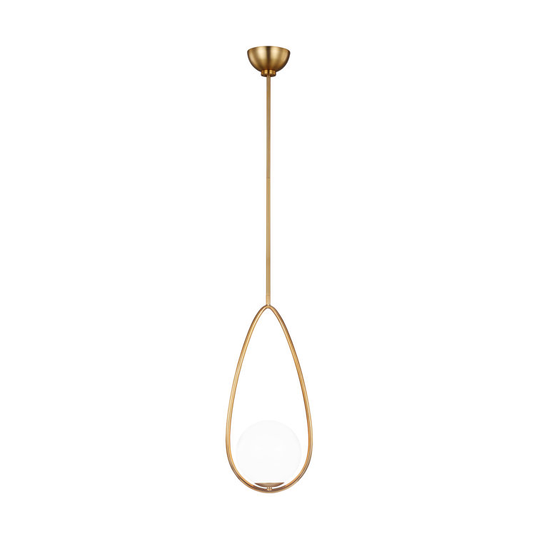 Burnished Brass 9.5" Teardrop Pendant Light with Glass Globe