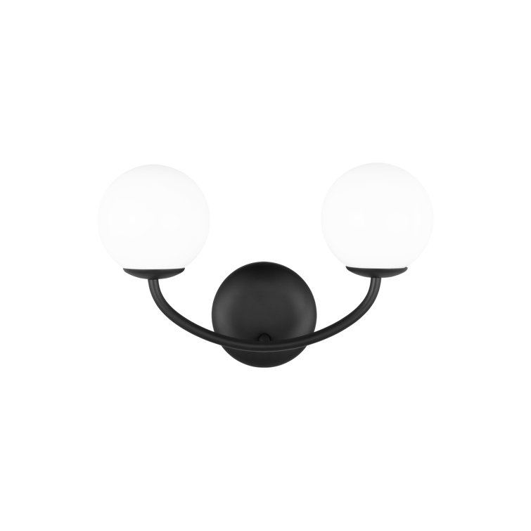 Galassia Midnight Black 15" Modern Wall Sconce with Milk White Shade