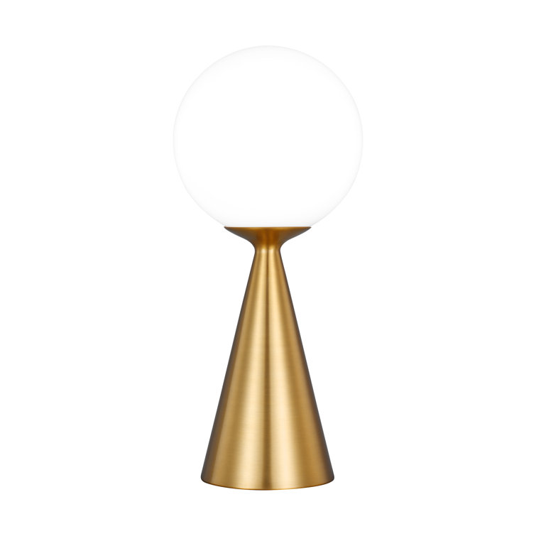Burnished Brass and Milk Glass Modern Table Lamp
