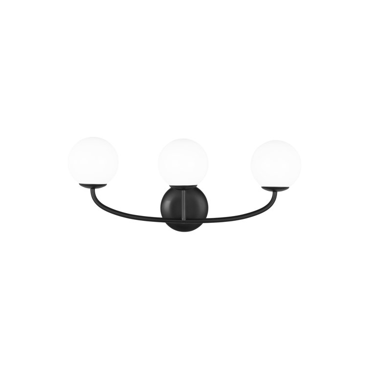 Midnight Black 3-Light Vanity with Milk White Glass Shades