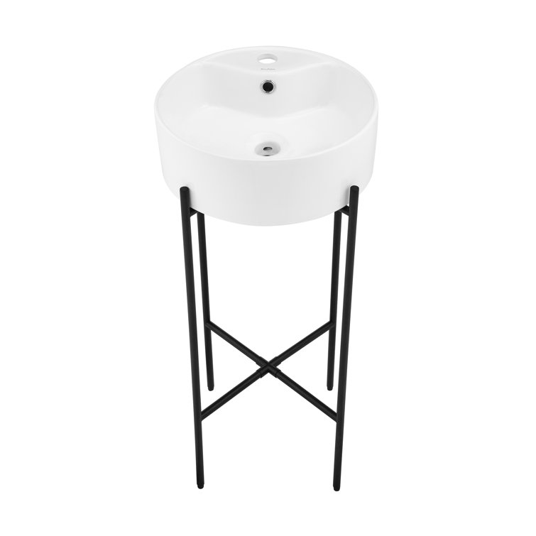 Monaco 15.75" White Ceramic Console Sink with Matte Black Legs