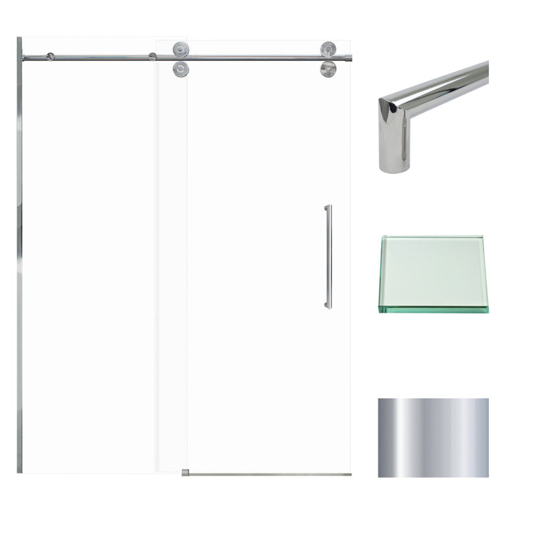 Teegan 59" x 80" Clear Glass Semi-Frameless Sliding Shower Door