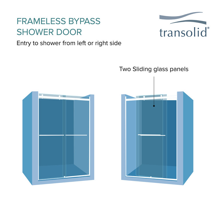 Frederick 47" Polished Chrome Semi-Frameless Sliding Shower Door