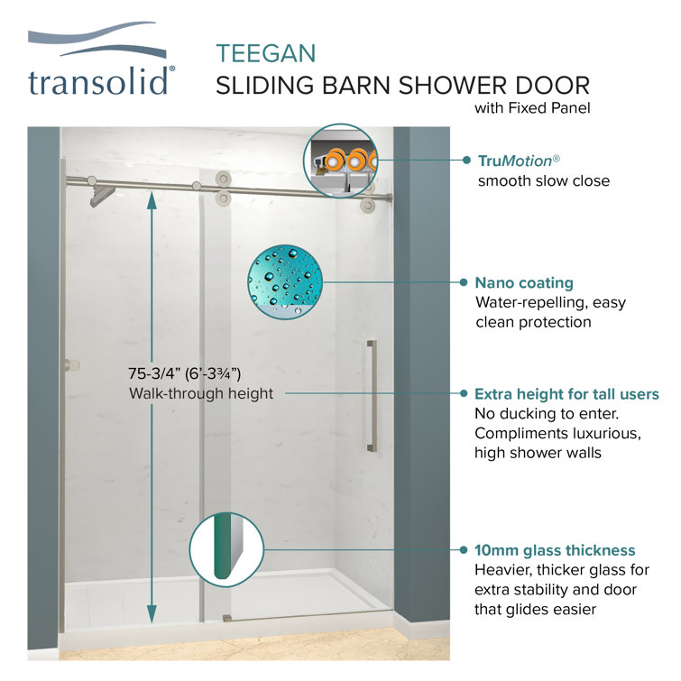 Matte Black Semi-Frameless Sliding Shower Door with Clear Glass