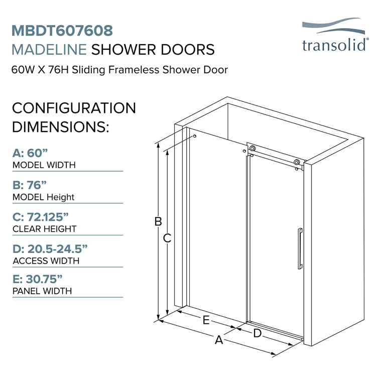Matte Black 60" Frameless Sliding Shower Door with TruMotion Technology