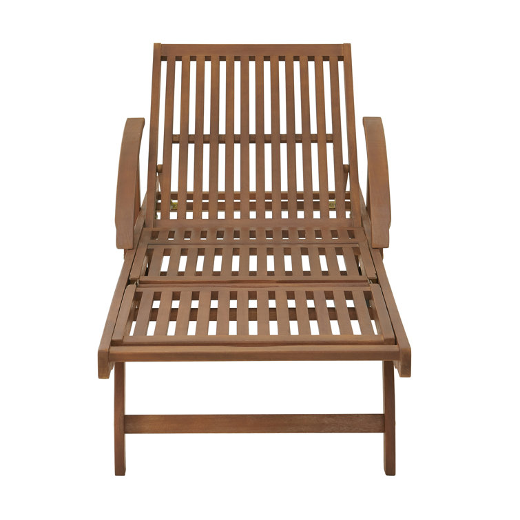 Caspian Adjustable Eucalyptus Wood Outdoor Chaise Lounge with Wheels