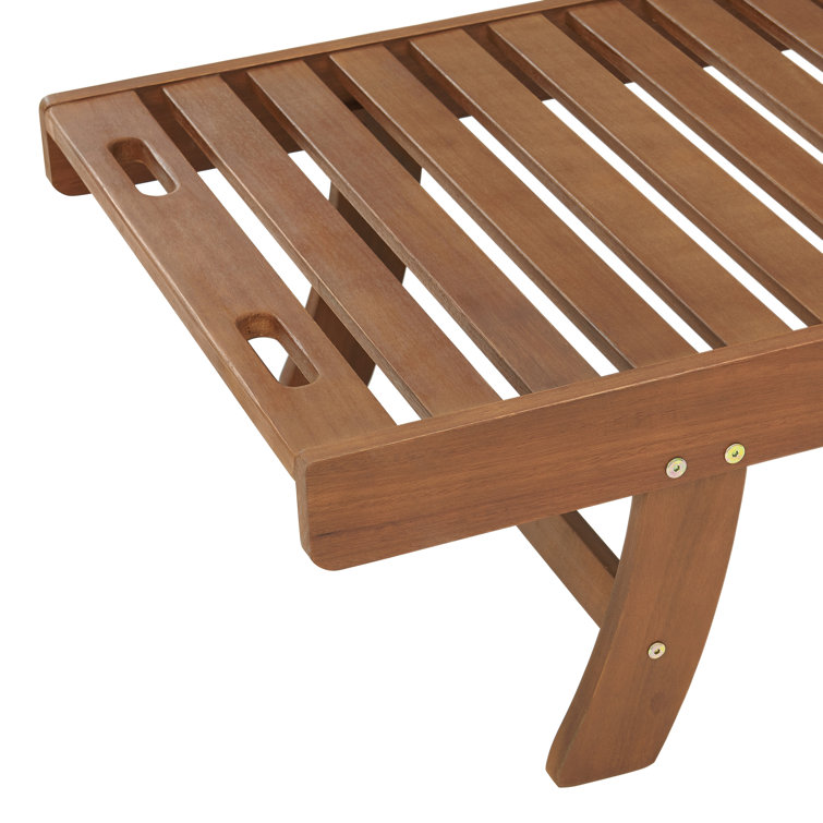 Caspian 75.9'' Natural Eucalyptus Wood Outdoor Reclining Chaise Lounger