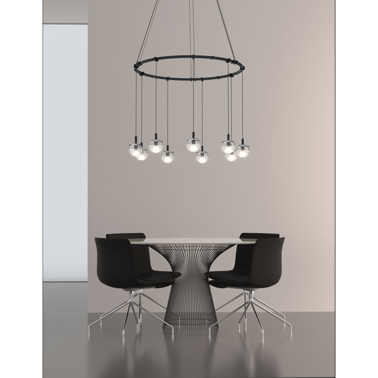 Black Glass LED 9-Light Cluster Pendant