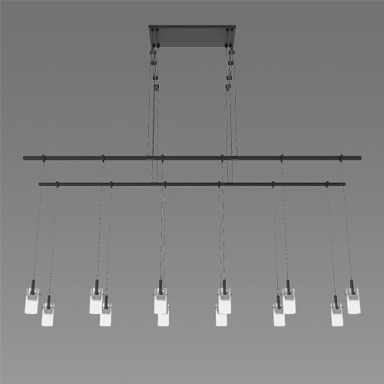 Modern Satin Black LED Glass Kitchen Island Pendant Light