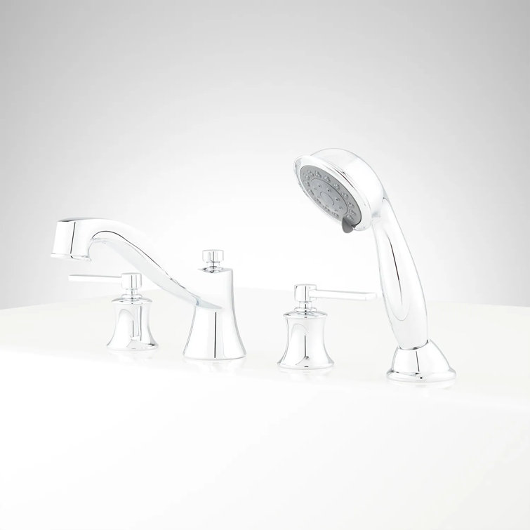 Chrome 4-Hole Roman Tub Faucet with Diverter and Handshower