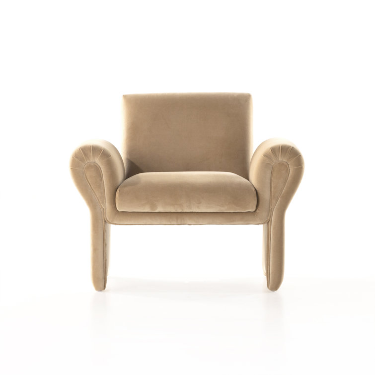 Contemporary Yellow Velvet Accent Chair with Airy Silhouette