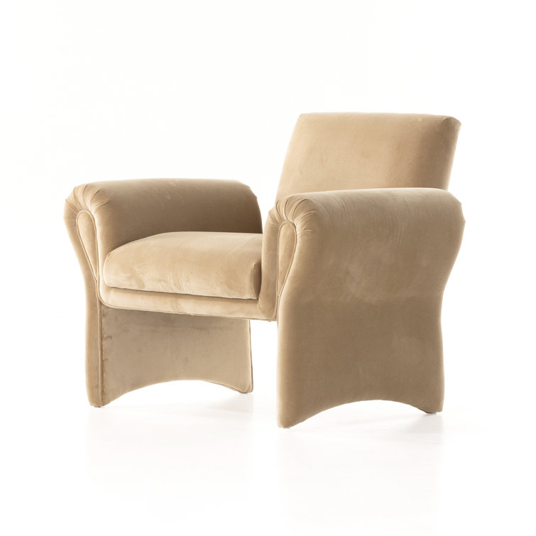 Contemporary Yellow Velvet Accent Chair with Airy Silhouette