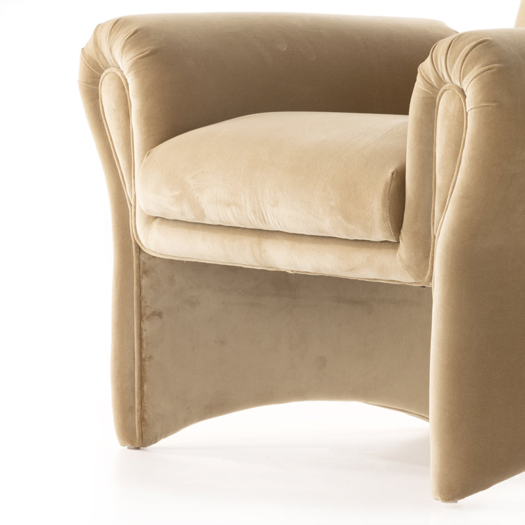 Contemporary Yellow Velvet Accent Chair with Airy Silhouette