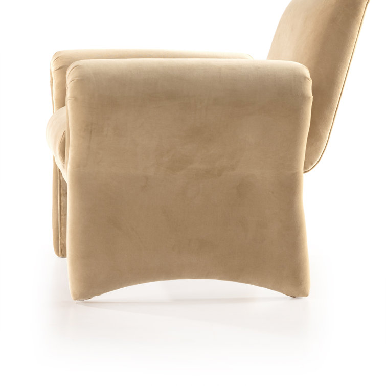 Contemporary Yellow Velvet Accent Chair with Airy Silhouette