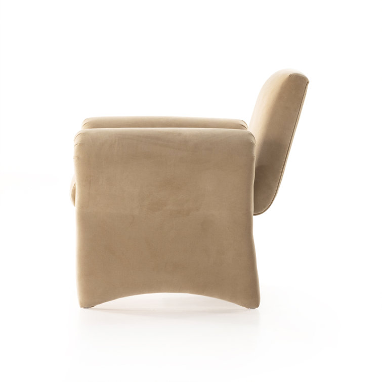 Contemporary Yellow Velvet Accent Chair with Airy Silhouette