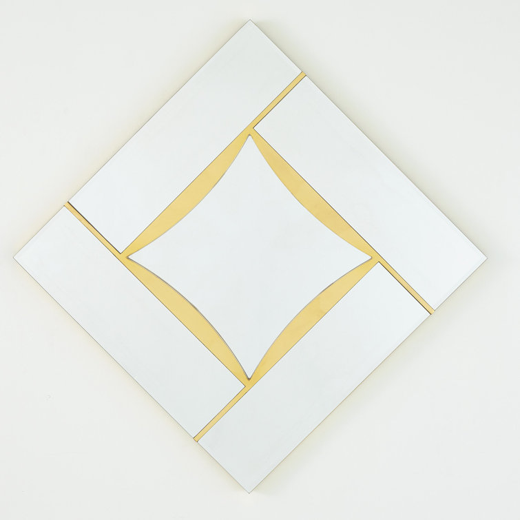Gold Leaf Rectangular Diamond Shape Wall Mirror