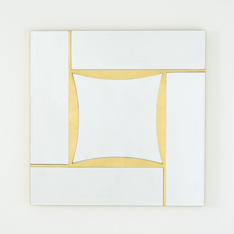 Gold Leaf Rectangular Diamond Shape Wall Mirror
