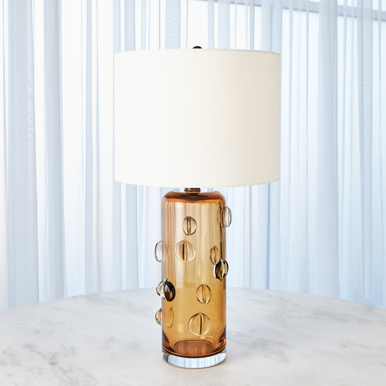 Barbara Barry Inspired Bronze Base Table Lamp with White Drum Shade