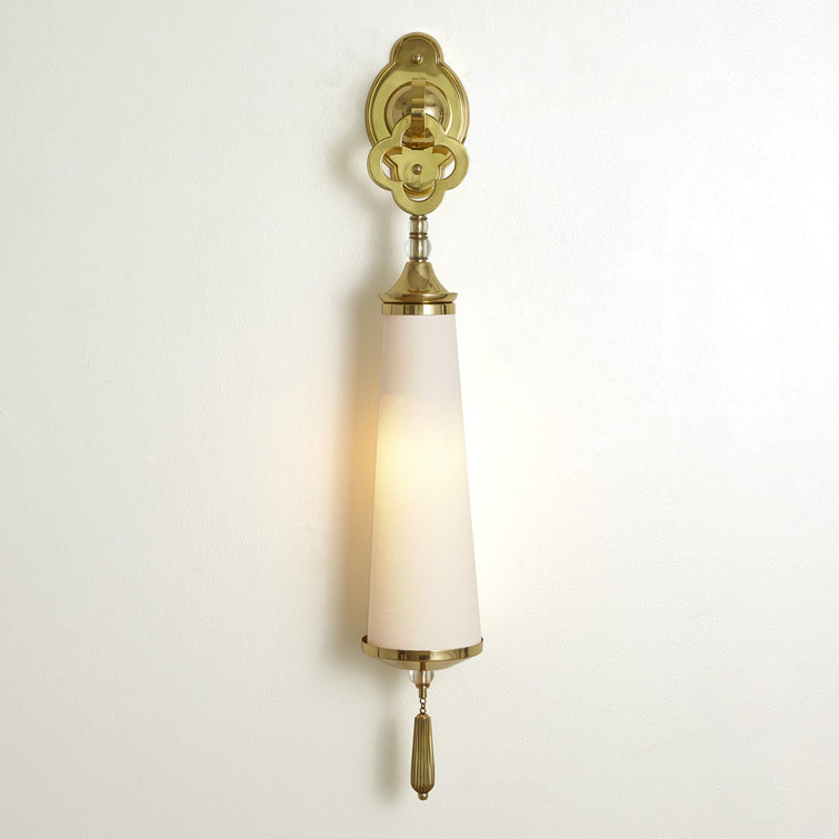 Quatrefoil Brass 1-Light Sconce with Pleated Fabric Shade
