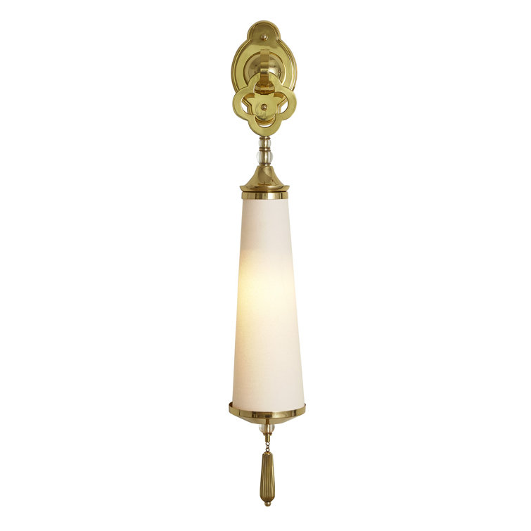 Quatrefoil Brass 1-Light Sconce with Pleated Fabric Shade