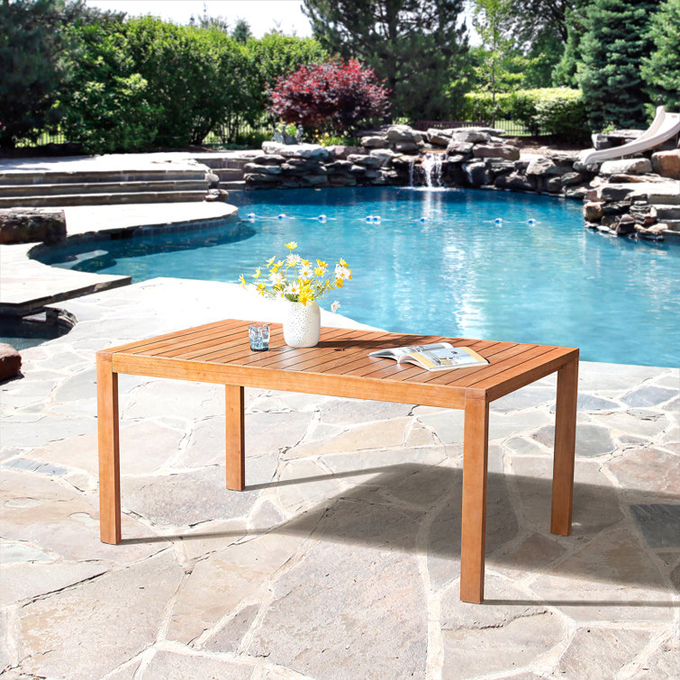 Weston 63" Natural Eucalyptus Wood Outdoor Dining Table
