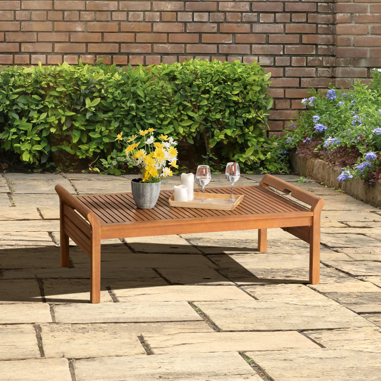 Stamford 48" Natural Eucalyptus Wood Outdoor Coffee Table