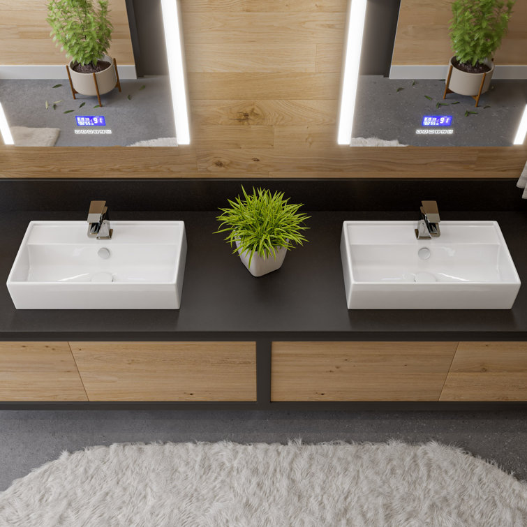 White Ceramic and Brass Mushroom Pop-Up Drain for Sinks