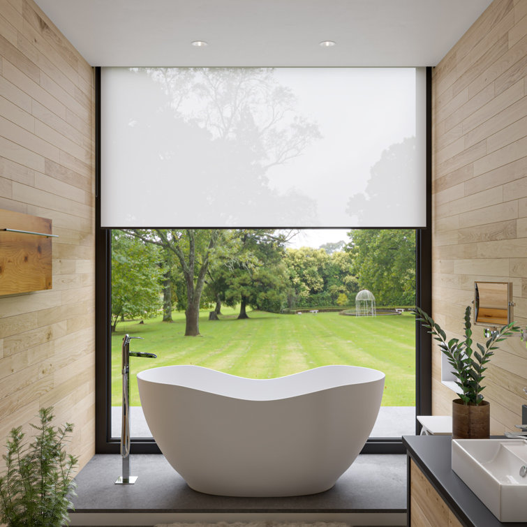66'' White Freestanding Solid Surface Soaking Bathtub
