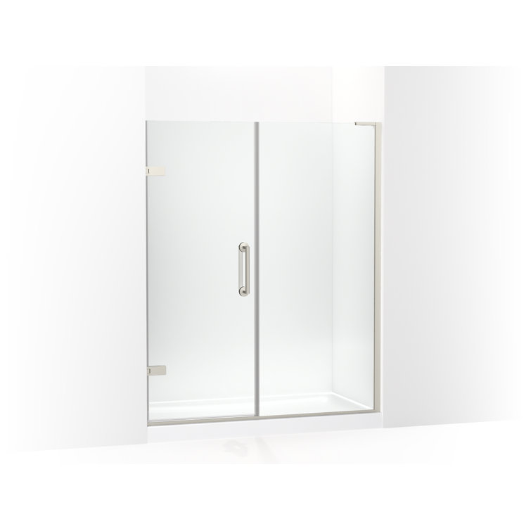 Anodized Brushed Nickel Frameless Pivot Shower Door with Clear Glass