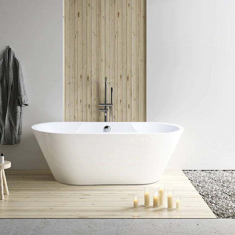 67'' White Acrylic Freestanding Soaking Bathtub