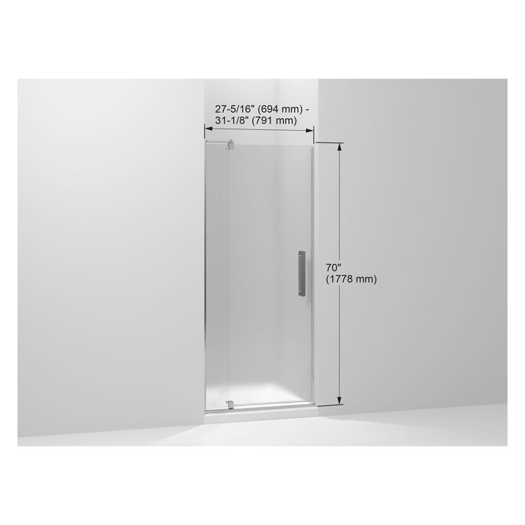 Anodized Brushed Nickel Frameless Pivot Shower Door with Frosted Glass