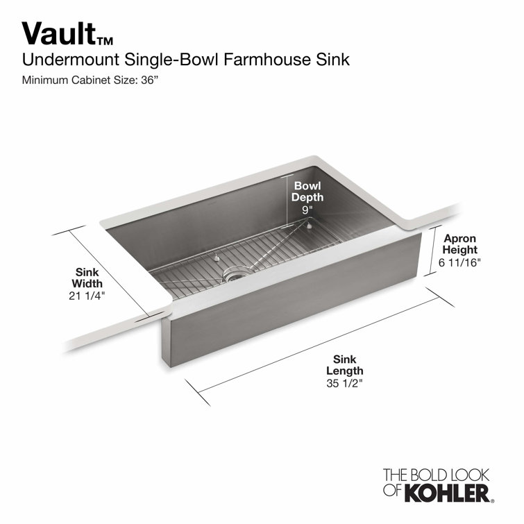 Vault 36" Stainless Steel Farmhouse Apron-Front Kitchen Sink