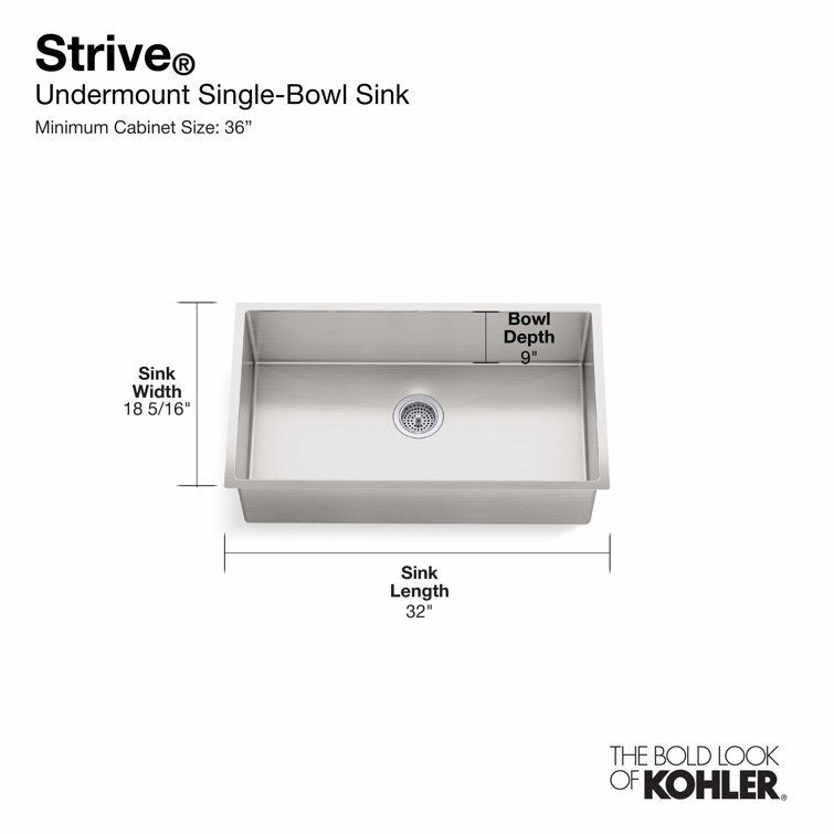 Strive 38" Stainless Steel Undermount Single Bowl Kitchen Sink