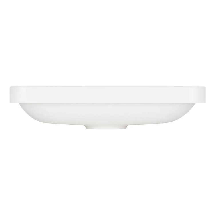 White Rectangular Resin Semi-Recessed Bathroom Sink
