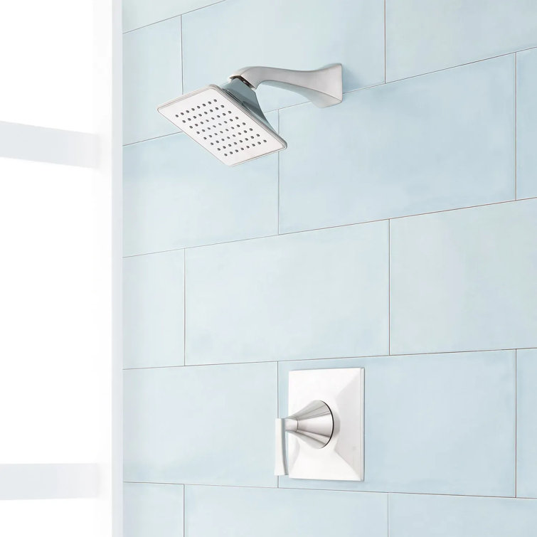 Nickel Square Wall Mounted Shower Faucet Set