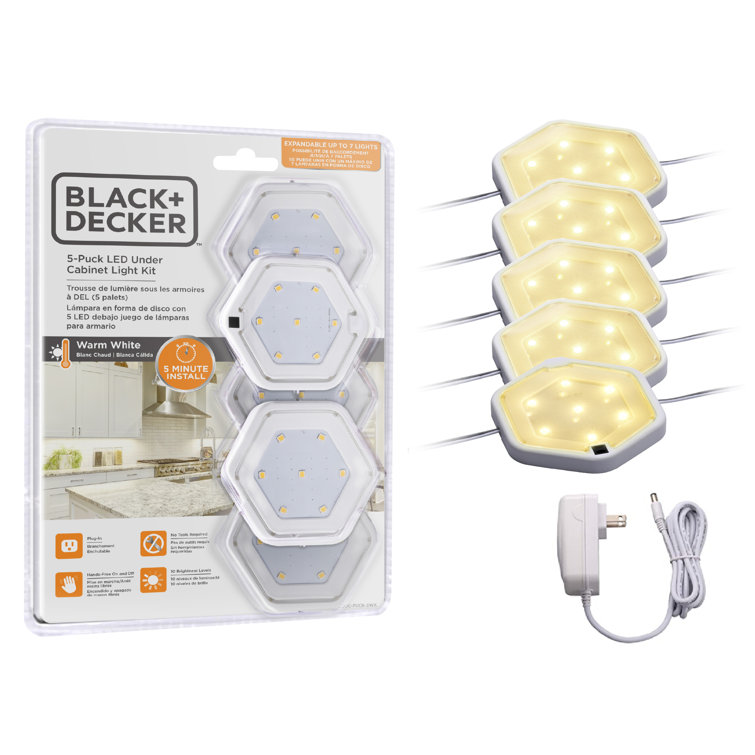 Warm White LED Under Cabinet Puck Light Kit, 5-Pack