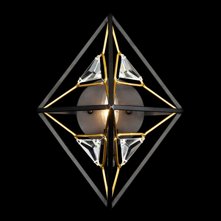 Matte Black and Gold Geometric Wall Sconce