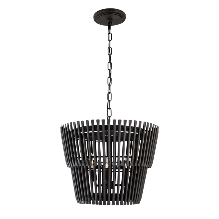 Apollo 3-Light Matte Black Drum Chandelier with Glass Accents