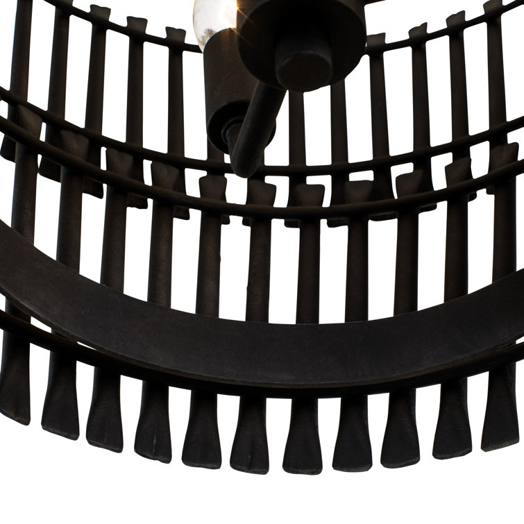 Apollo 3-Light Matte Black Drum Chandelier with Glass Accents