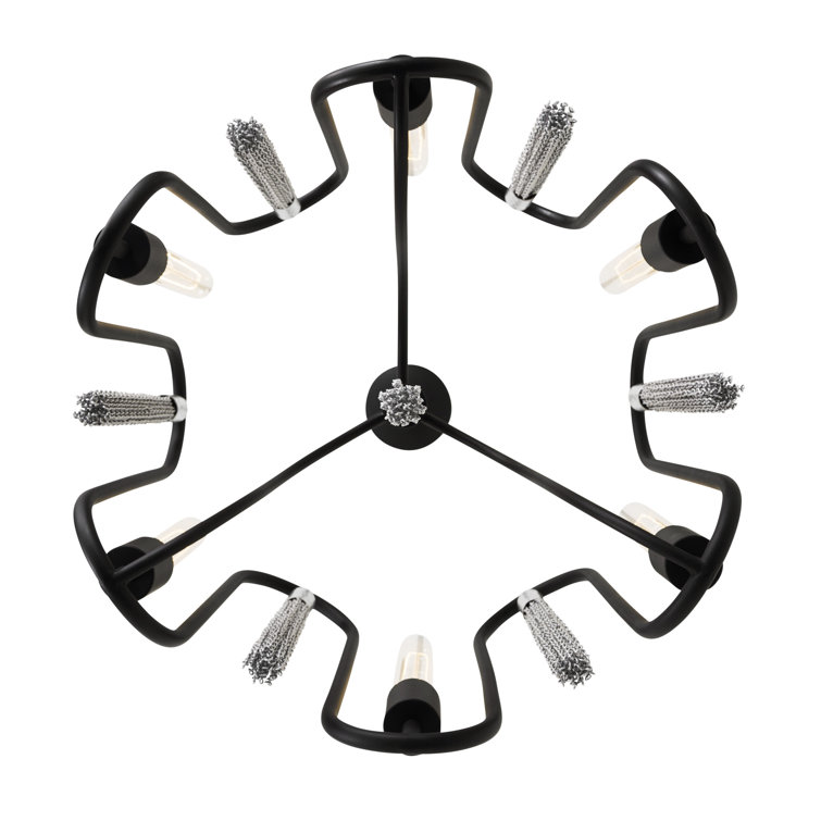 Matte Black and Chrome 6-Light Geometric Chandelier