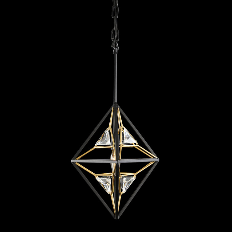 Marcia Matte Black and Gold Crystal Mini Pendant