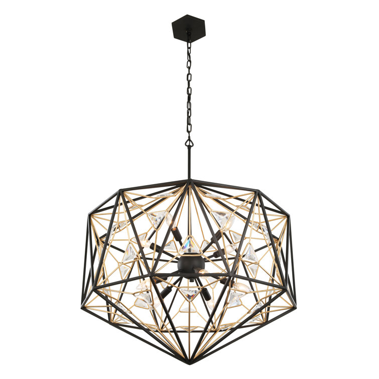 Marcia Cosmic Jewel 10-Light Pendant in Matte Black & French Gold