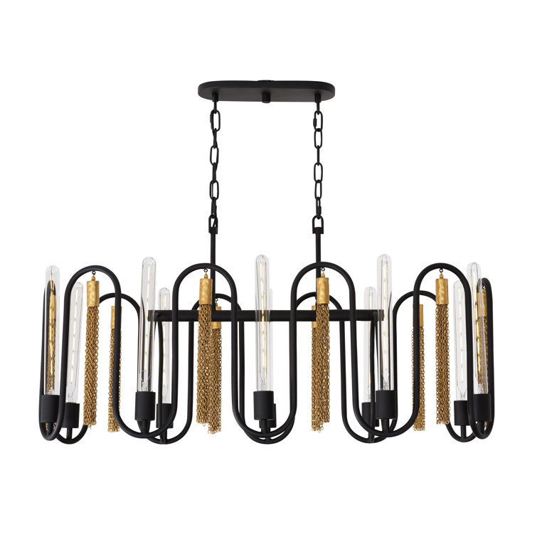 Darden Matte Black/Antique Gold 10-Light Rustic Island Pendant