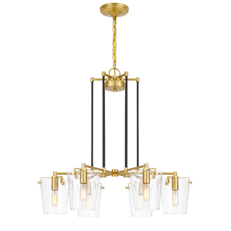 Arlo 6-Light Sputnik Chandelier with Clear Glass Shades in Brass