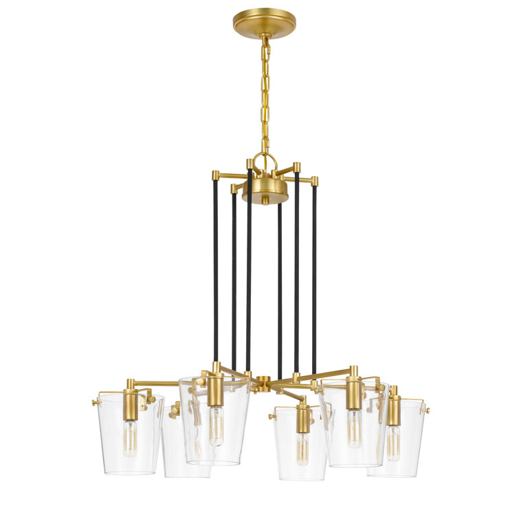 Arlo 6-Light Sputnik Chandelier with Clear Glass Shades in Brass