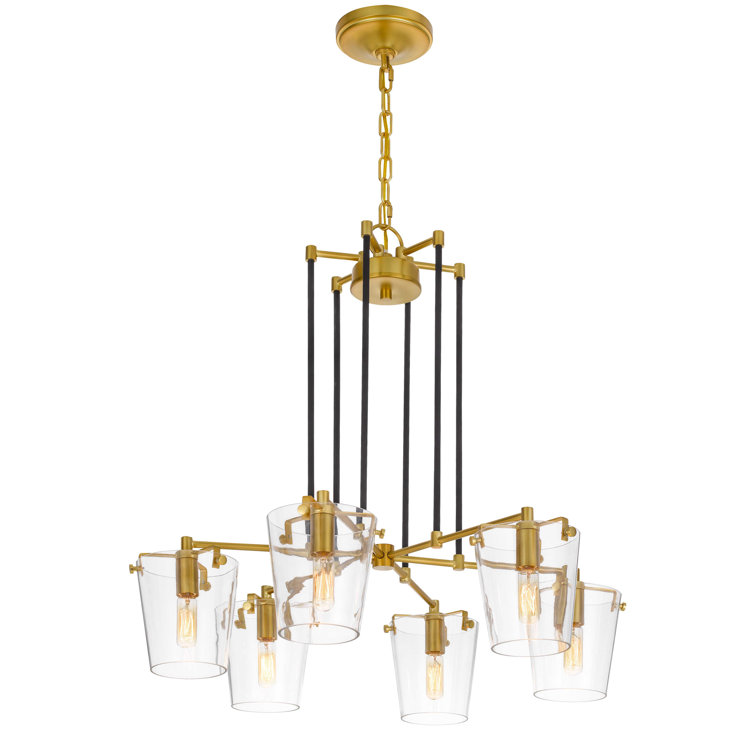Arlo 6-Light Sputnik Chandelier with Clear Glass Shades in Brass